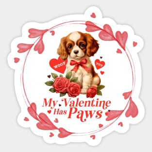 Illustration of Dog With Roses Vintage Style - Valentine's Day Art - Gift for Valentine's Day and Dog Lovers Sticker